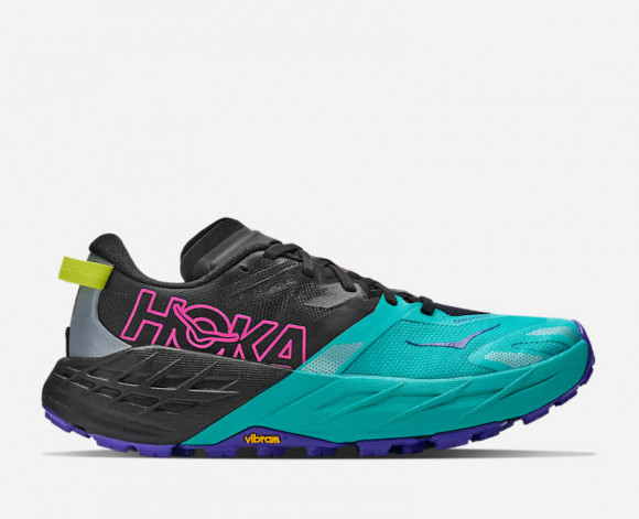 HOKA Women's Speedgoat 7 Trail Shoes in Black/Electric Aqua - 1171929-BCQ