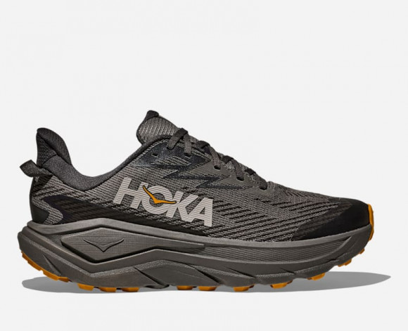 HOKA Men's Challenger 8 GORE-TEX Trail Shoes in Asphalt Grey/Varsity Yellow - 1171958-AYV