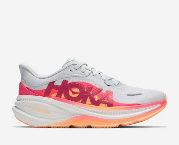 HOKA Clifton PRO Chaussures pour Femme en Moonrise Grey/Neon Strawberry | Running Sur Route - 1176530-MYN