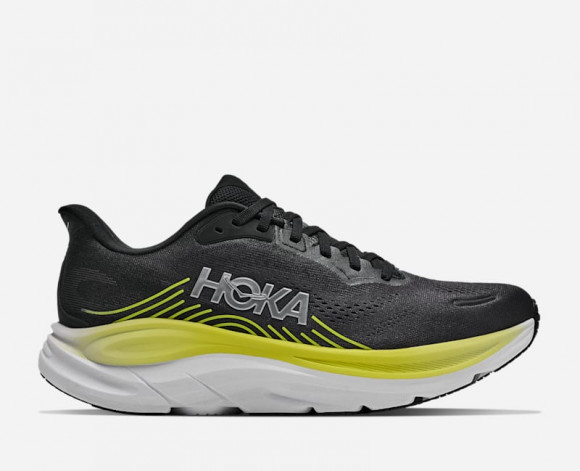 HOKA Men's Clifton 11 Road Running Shoes in Black/Cosmic Grey - 1176572-BKCS