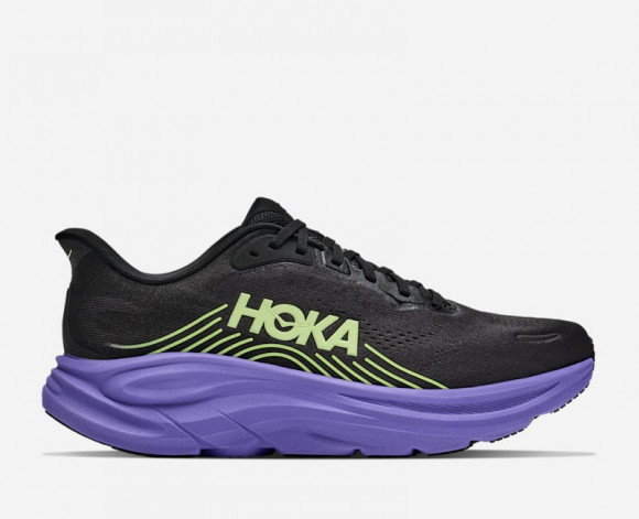 HOKA Men's Clifton 11 Road Running Shoes in Black/Neon Yuzu - 1176572-BNNY