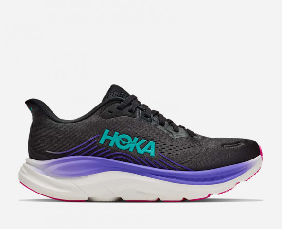 HOKA Women's Clifton 11 Road Running Shoes in Black/Neon Nebula - 1176573-BNNN