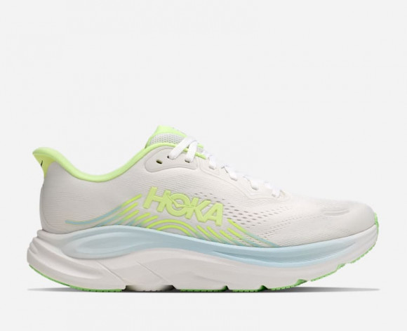 HOKA Women's Clifton 11 Road Running Shoes in Frost/Neon Yuzu - 1176573-FYZ