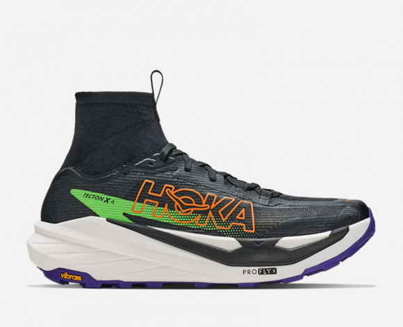 HOKA Men's Tecton X 4 Trail Shoes in Black/Neon Green - 1176632-BNNG