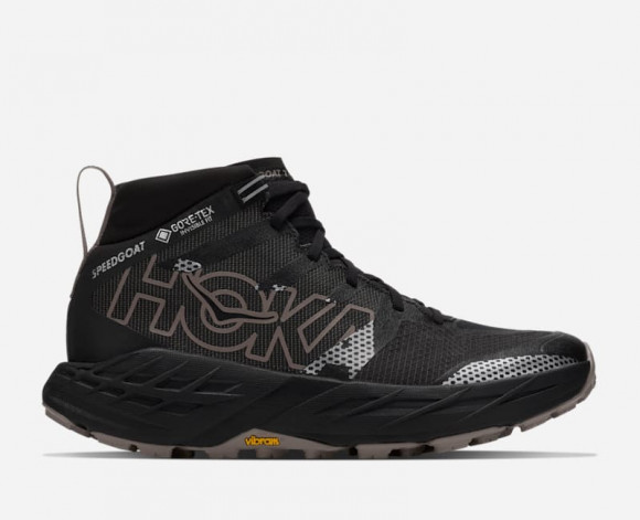 HOKA Men's Speedgoat 7 Hike GORE-TEX® Hiking Shoes in Black/Pebble Grey - 1176638-BCKPB