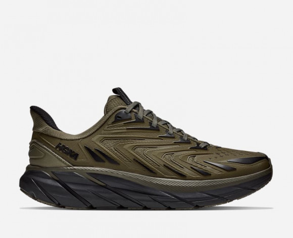 HOKA Men's Clifton UTL Lifestyle Shoes in Antique Olive/Black - 1176643-ALVB