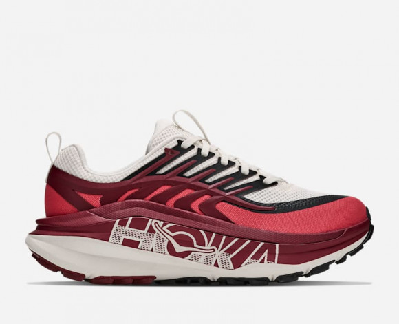 HOKA Women's Stinson 8 Trail Shoes in Alabaster/Varsity Burgundy - 1176670-ARVR