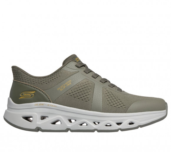 Skechers Men's Slip-ins: BOBS Sport Arc Waves Remix - Feel Grounded Sneaker in Olive - 118451