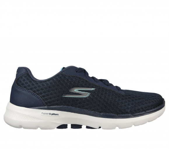 Skechers Women's GO WALK 6 - Iconic Vision Sneaker in Navy Blue/Turquoise - 124514