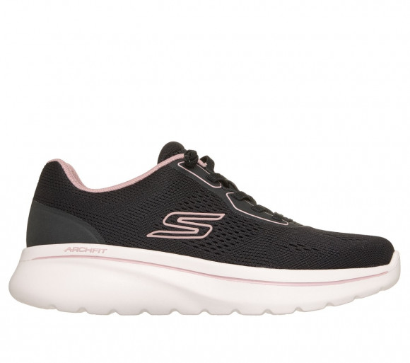 Skechers Women's Relaxed Fit: GO WALK Arch Fit N-Joy - Ellie Sneaker in Black/Pink - 125848