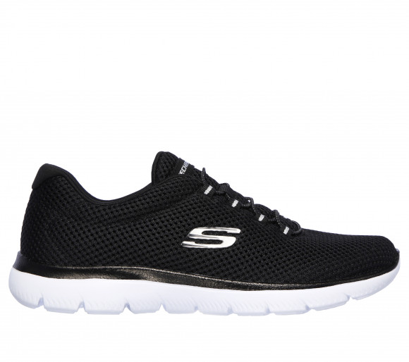 Skechers Women's Summits Sneaker in Black/White - 12985