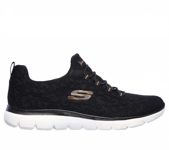 Skechers Women's Summits - Leopard Spot Sneaker in Black/Rose Gold - 149037