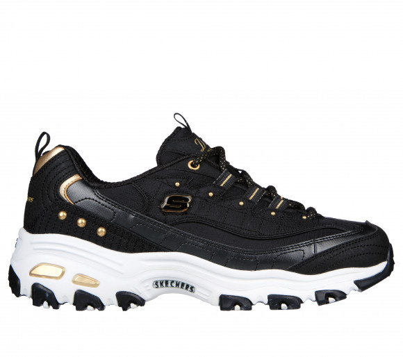 Skechers Women's D'Lites Sneaker in Black/Gold - 149267