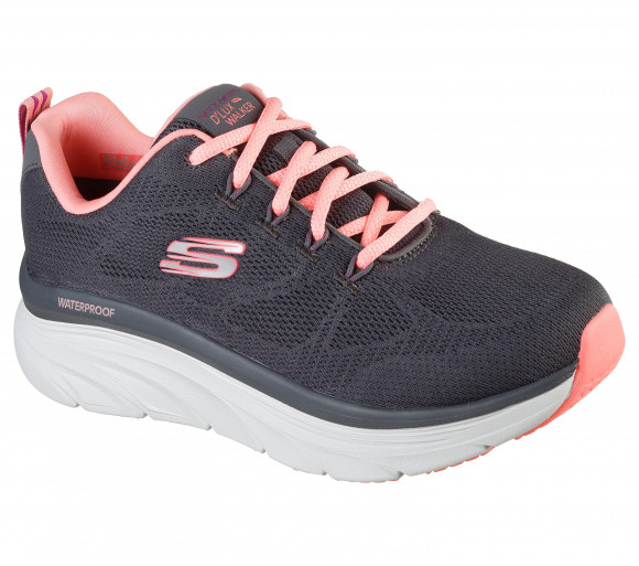 Skechers Women's Relaxed Fit: D'Lux Walker - Get Oasis Sneaker in Charcoal/Coral - 149810