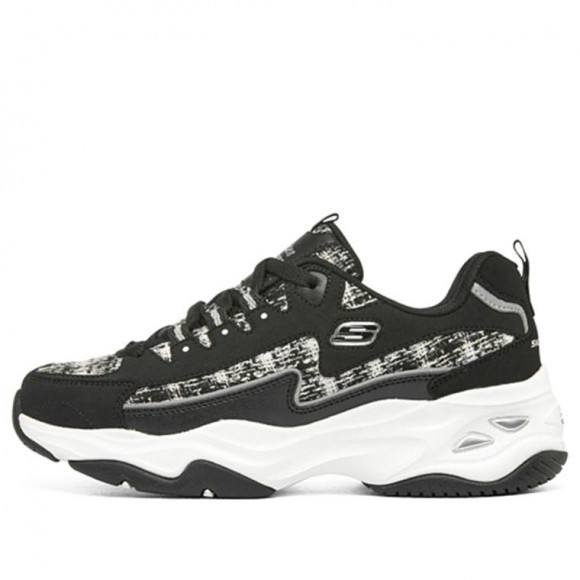 Skechers (WMNS) D'Lites 4.0 Chunky Shoes 149913 BKMT - Botines negros planos con cordones de charol de Skechers
