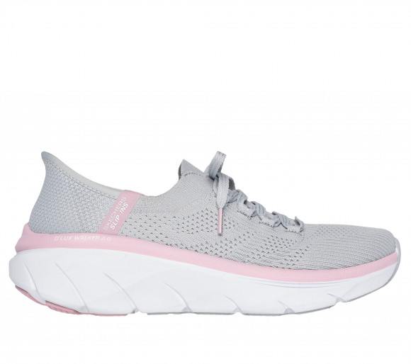 Skechers Women's Slip-ins Relaxed Fit: D'Lux Walker 2.0 - Thrill Movement Sneaker in Gray/Pink - 150105
