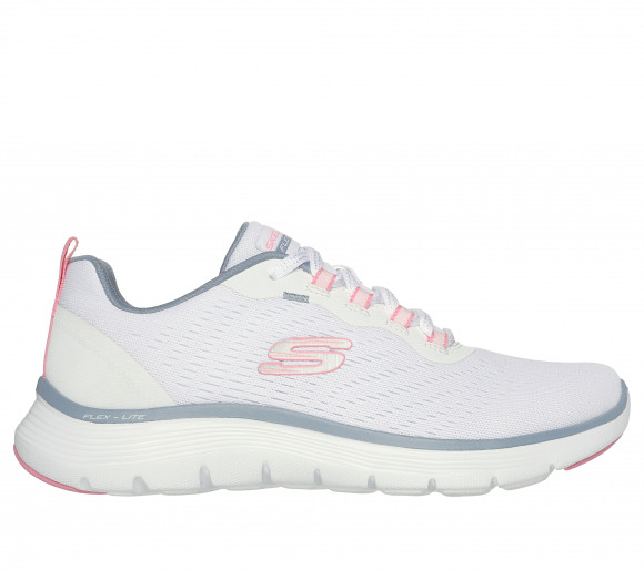 Skechers Women's Flex Appeal 5.0 Sneaker in White/Pink/Blue - 150201