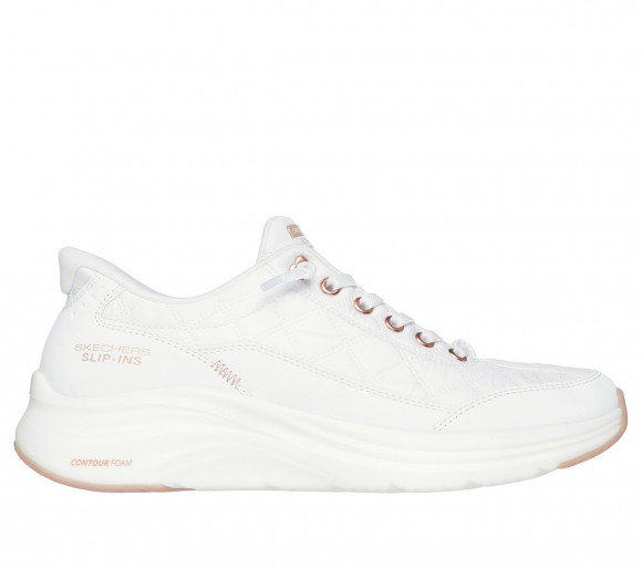 Skechers Women's Slip-ins: Contour Foam - Cosy Fit Golden Hour Sneaker in White/Rose Gold - 150413
