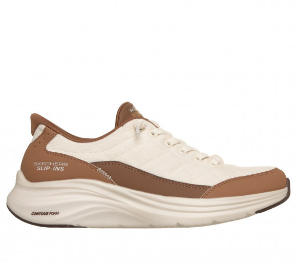 Skechers Women's Slip-ins: Contour Foam - Cosy Fit Luxe Comfort Sneaker in Natural/Brown - 150417