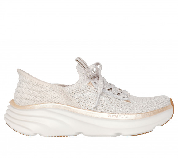 Skechers Women's Slip-ins Relaxed Fit: D'Lux Vapor - Evening Glowing Sneaker in Natural/Gold - 150584