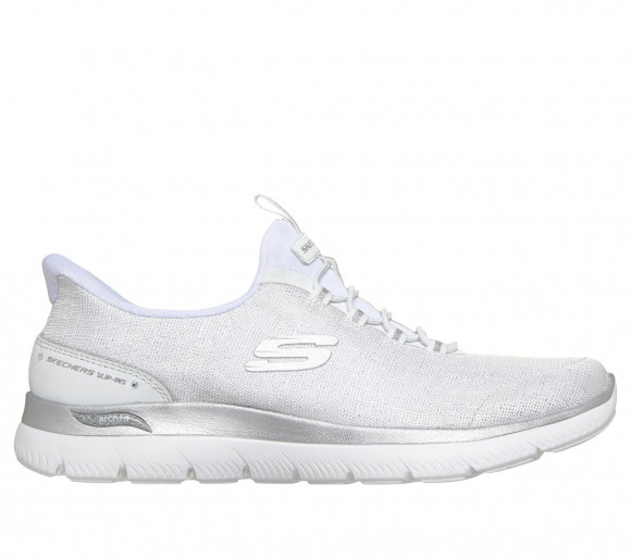 Skechers Women's Slip-ins: Arch Fit Summits - Diamond Grace Sneaker in White/Silver - 150752