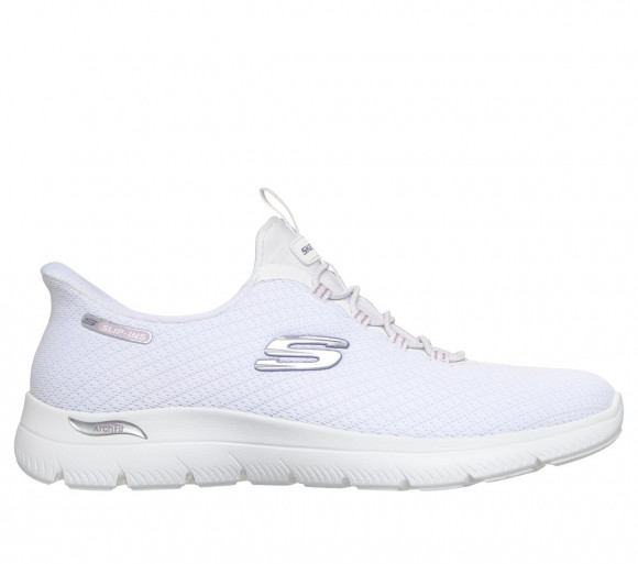 Skechers Donna Slip-ins: Arch Fit Summits - Soft Focus Sneaker in Bianco, Taglia 35, Vegan, Lavabile in lavatrice - 150755
