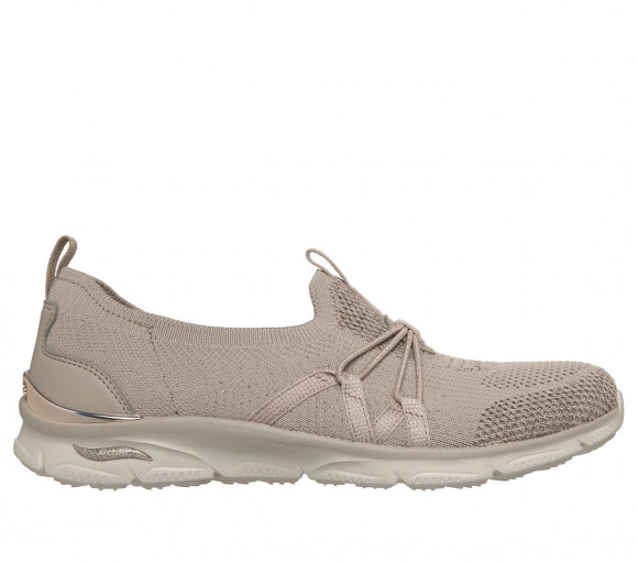 Skechers Women's Arch Fit Sunny - Flutter Step Slip-On Shoes in Taupe/Gold - 159513