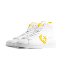 Converse White and Yellow Leather Pro Mid Sneakers - 166812C