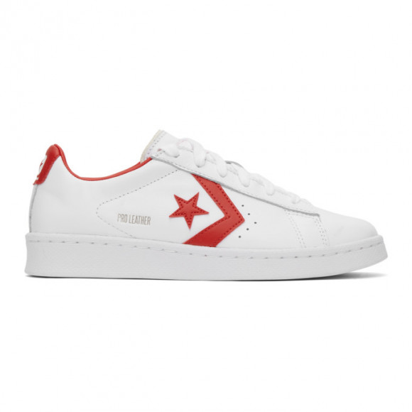 Converse White and Red Leather Pro OG Sneakers - 167970C