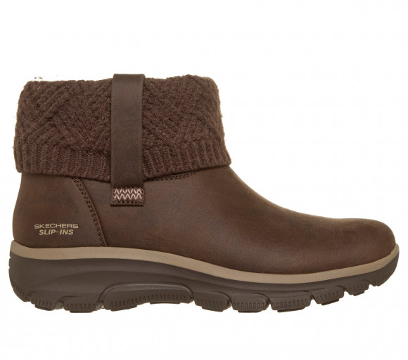 Skechers Women's Slip-ins Relaxed Fit: Easy Going - Cosy Weather 4 Boots in Chocolate | Textile - 168193