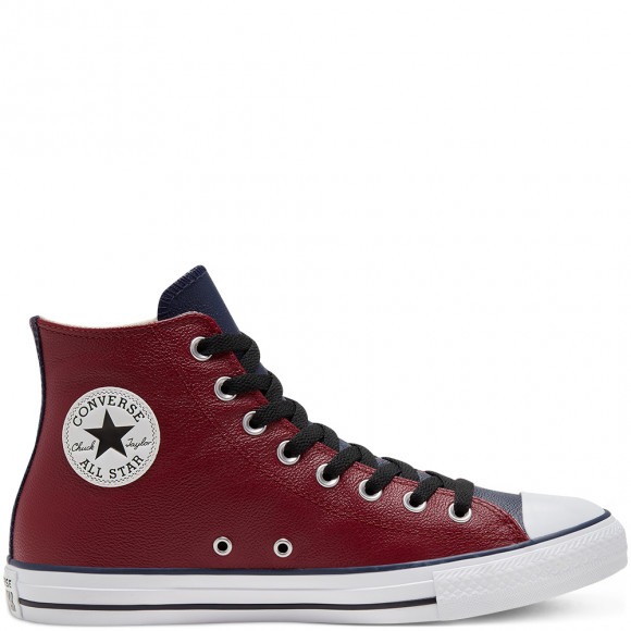red converse leather