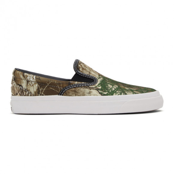 Converse Khaki and Brown Real Tree One Star CC Pro Slip-On Sneakers - 168663C