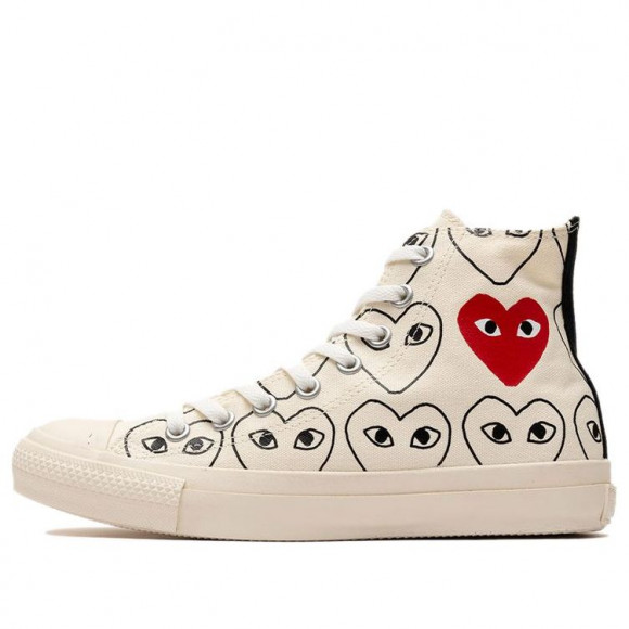 CDG x Converse Unisex Chuck Taylor All Star Multi-Heart Sneakers Ivory/Black - 168985C