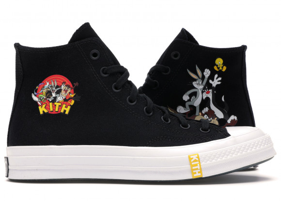 converse black & green looney tunes multi hi trainers