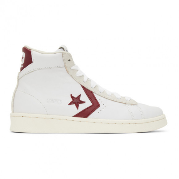Converse White and Red Pro Leather OG High Sneakers - 170648C
