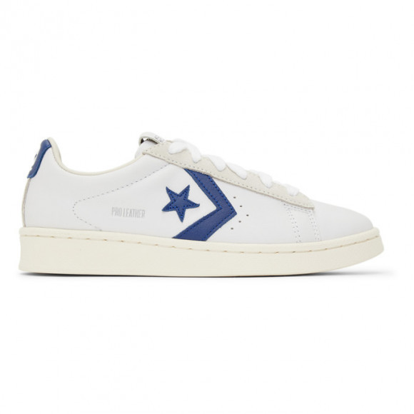 Converse White and Navy Pro Leather OG OX Sneakers - 170649C
