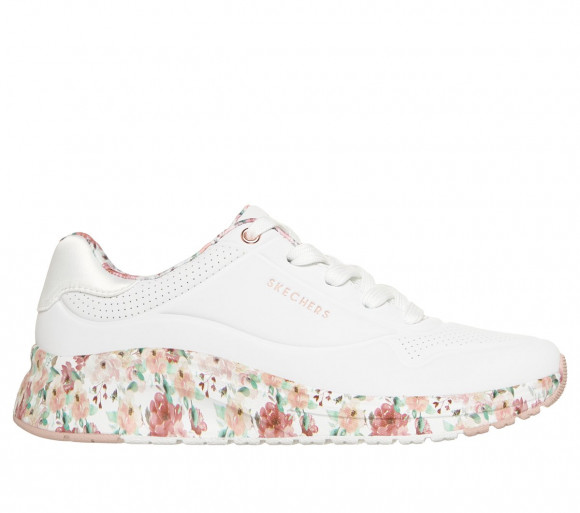 Skechers Women's UNO Lite 2 - Pop of Print Sneaker in White/Pink - 190266