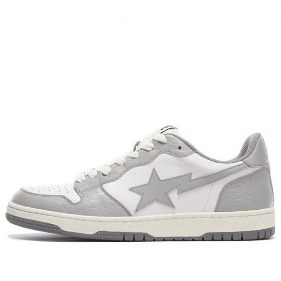 A Bathing Bape Court Sta Low WHITE/GRAY Fashion Skate Shoes 1G70-191-033 - 1G70-191-033