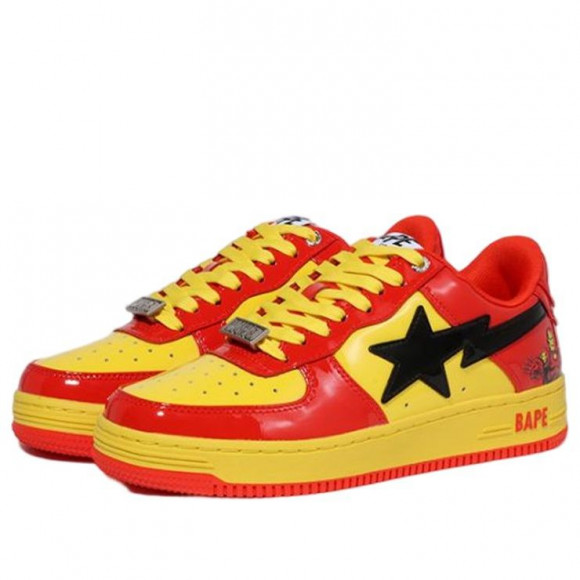 A BATHING APE Bape Sta x Marvel RED/YELLOW/BLACK Fashion Skate Shoes 1I73-291-902 - 1I73-291-902