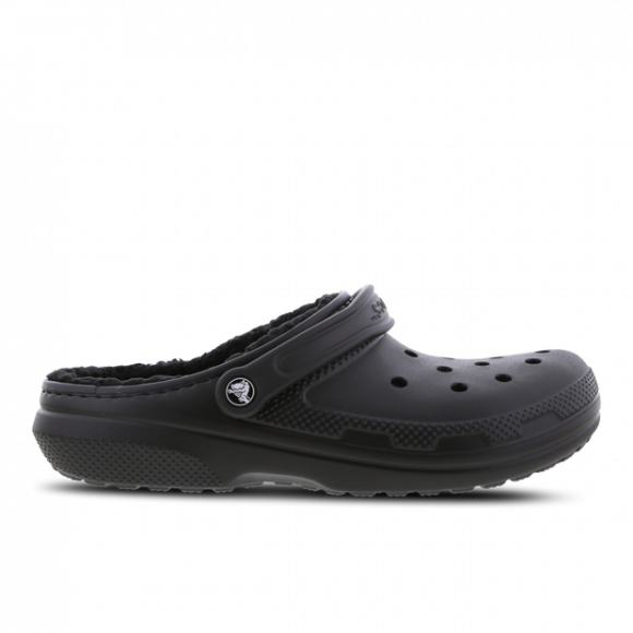 Crocs Classic Lined Clogs - Men's Slides - Black / Black