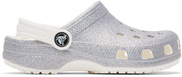 Crocs 白色 Classic Glitter 儿童凉鞋 - 206993-94S