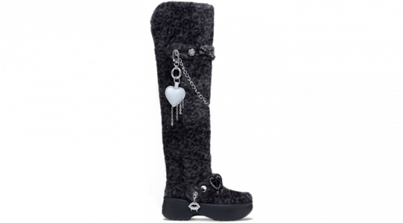 Crocs Classic Unfurgettable Knee High Boot Black Leopard (Women's) - 212387-0CU