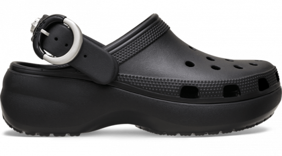 Crocs Classic Platform Studded Buckle Klompen Damen Black - 214731-001