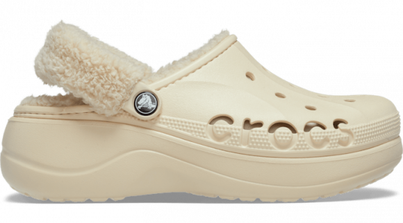 Crocs | Women | Baya Platform Fuzz Strap Lined | Clogs | Winter White | - 214911-11S