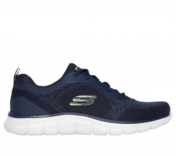 Skechers Uomo Track - Glendor Sneaker in Blu Navy Blue/Lime, Taglia 41, Vegan, Lavabile in lavatrice - 232699