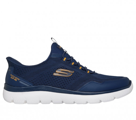 Skechers Men's Slip-ins: Summits - Top Rate Sneaker in Navy Blue/Yellow - 233045