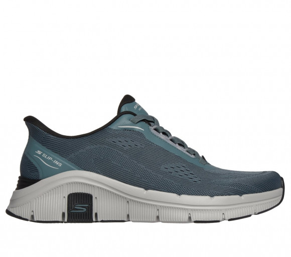 Skechers Uomo Slip-in Relaxed Fit: Flex - Zayder Sneaker in Grigio/Blu Navy Blue, Taglia 39, Vegan, Lavabile in lavatrice - 233218
