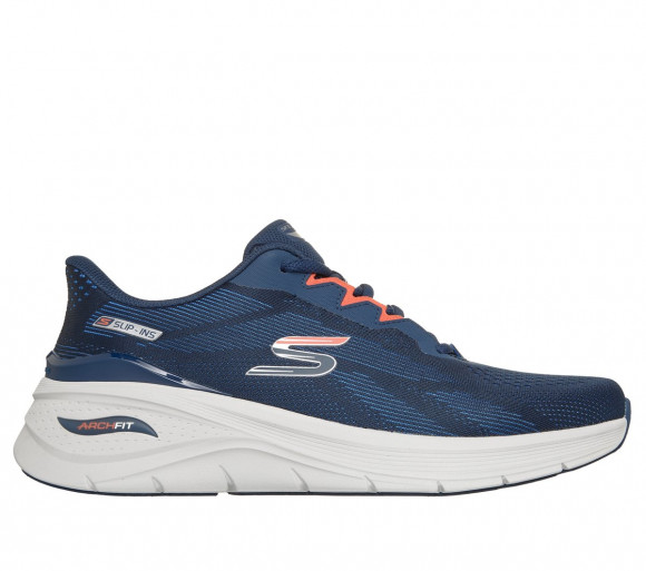Skechers Men's Slip-ins: Arch Fit 3.0 - Fiddow Sneaker in Navy Blue/Orange - 233404
