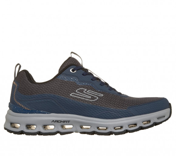 Skechers Men's Waterproof: Arch Fit Glide-Step All-Terrain - Peak Crest Sneaker in Navy Blue/Charcoal - 237479
