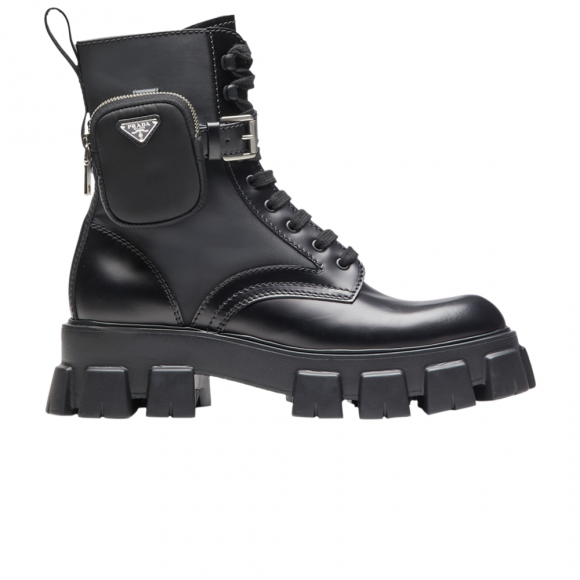 Prada Monolith Brushed Leather and Nylon Boot 'Black' - 2UE007-3L09-F0002